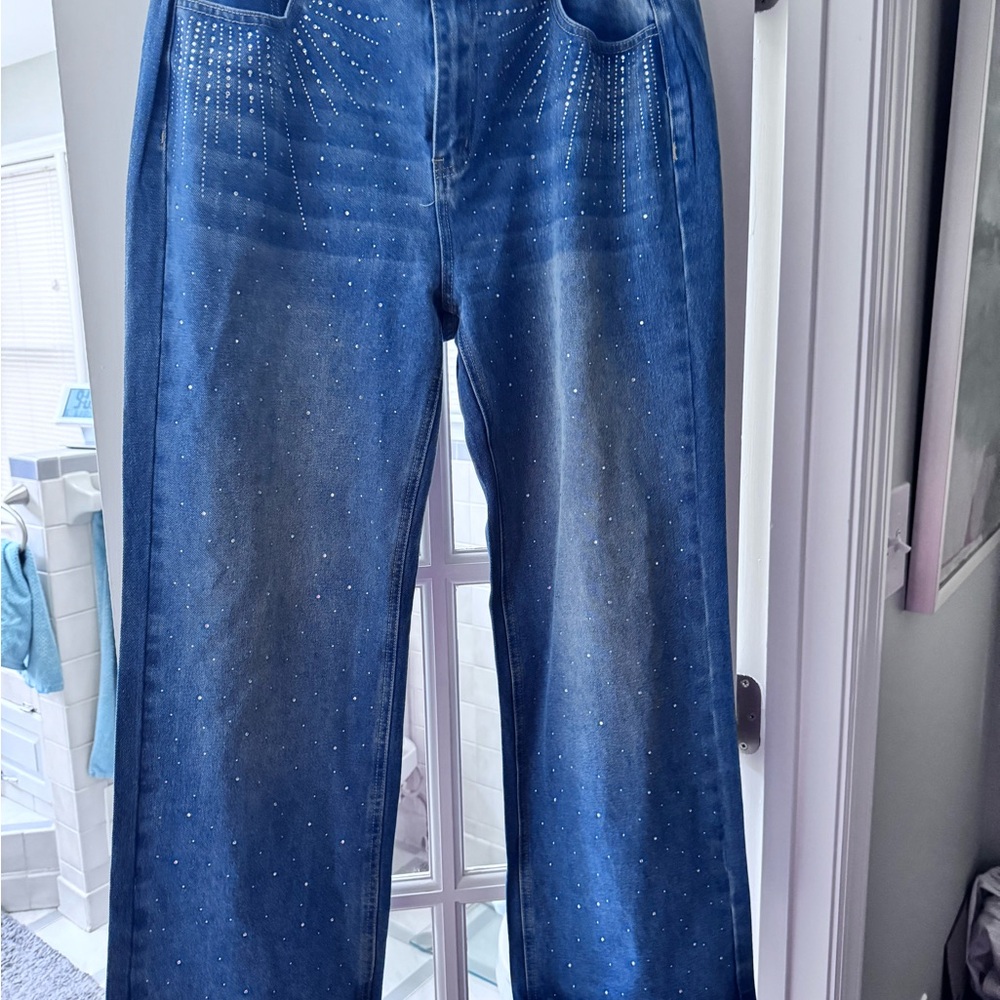 Blue Flare Jeans with Wide Leg Design